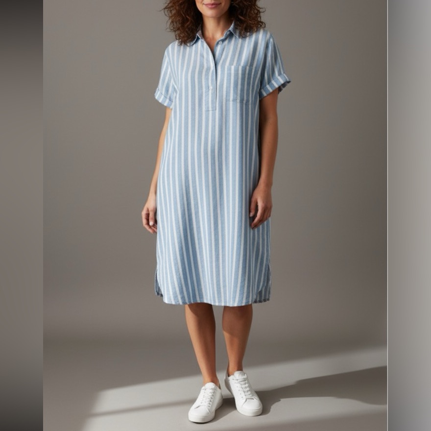 J. Crew Blue White Striped Shirt Dress Size Small